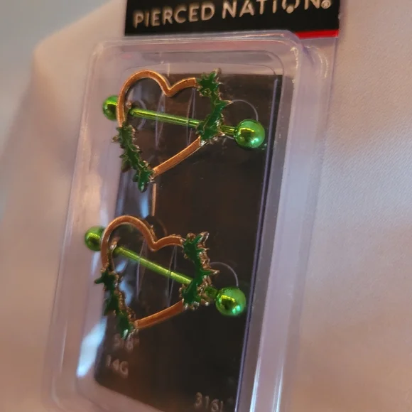 Pierced Nation Heart Nipple Rings - Picture 2 of 3